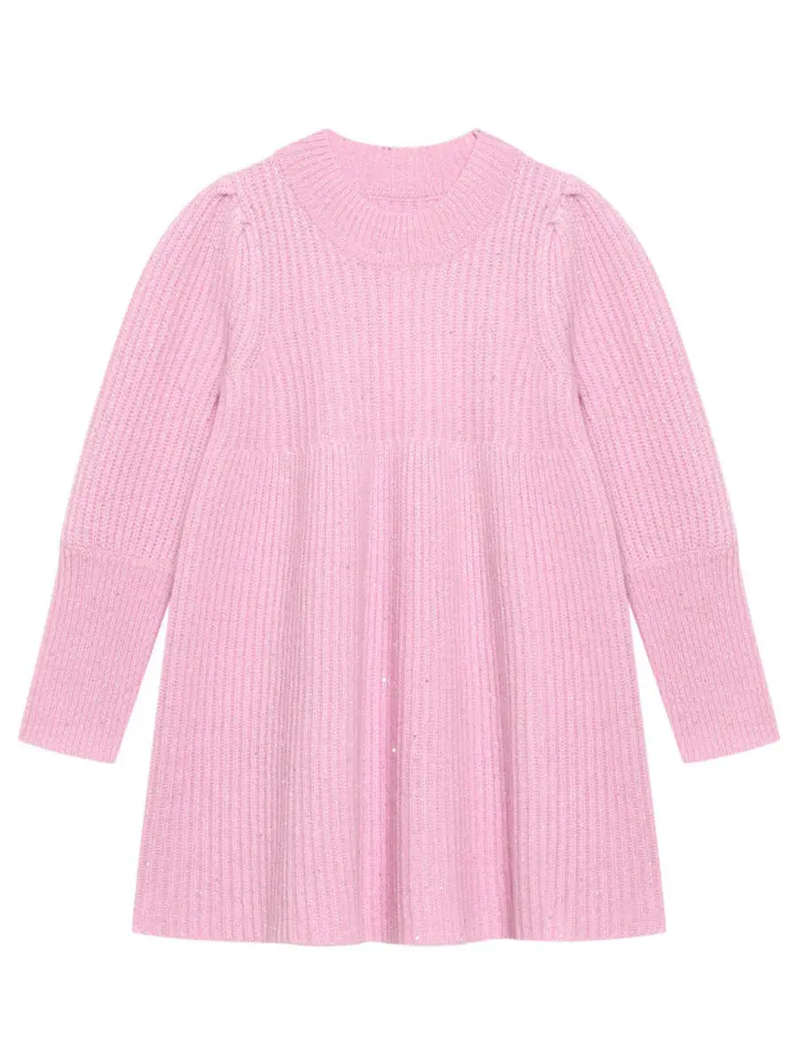 Платье шерстяное Мерцающий Розовый