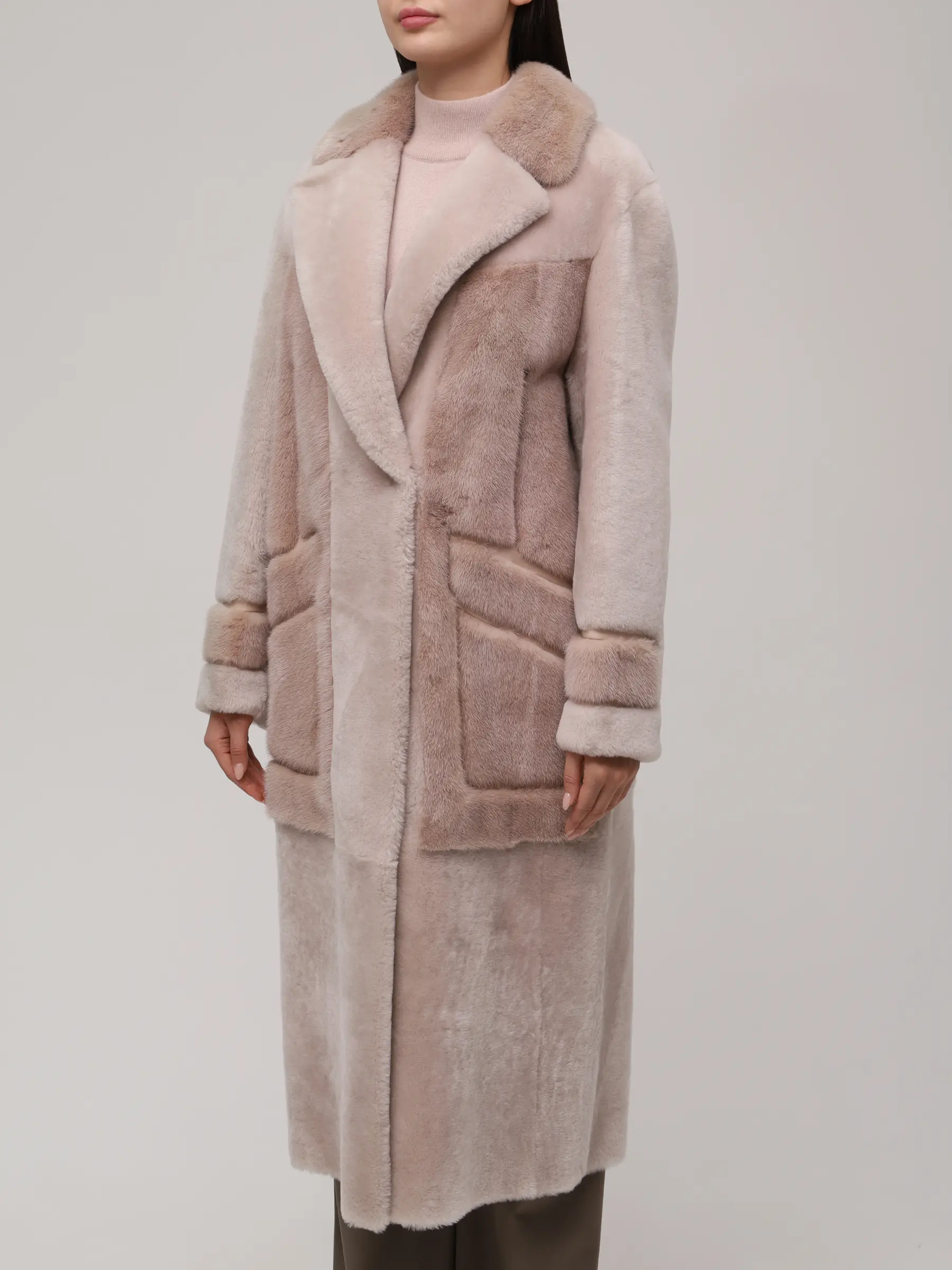 Манто из овчины и норки