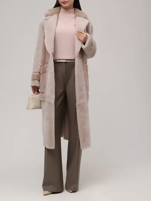 Манто из овчины и норки BLANCHA