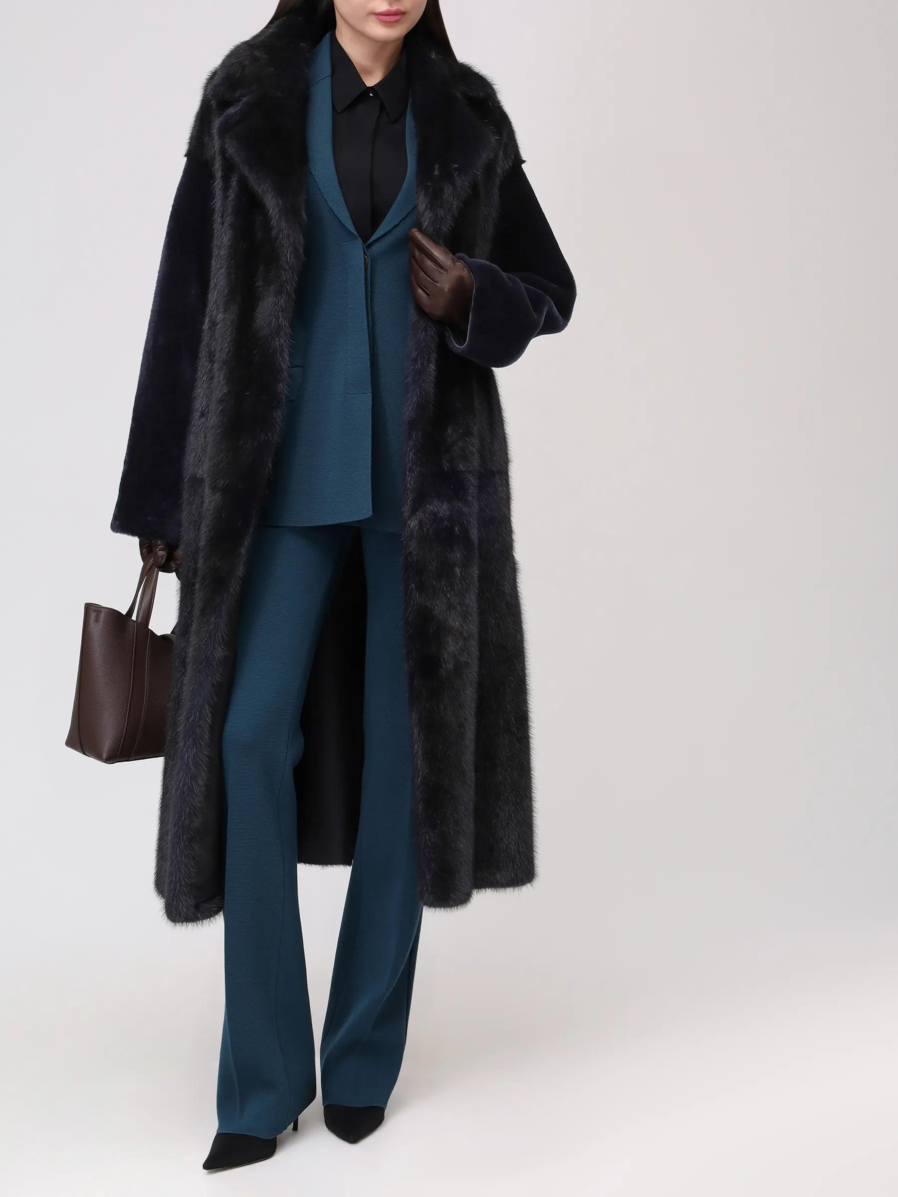 Манто из овчины и норки