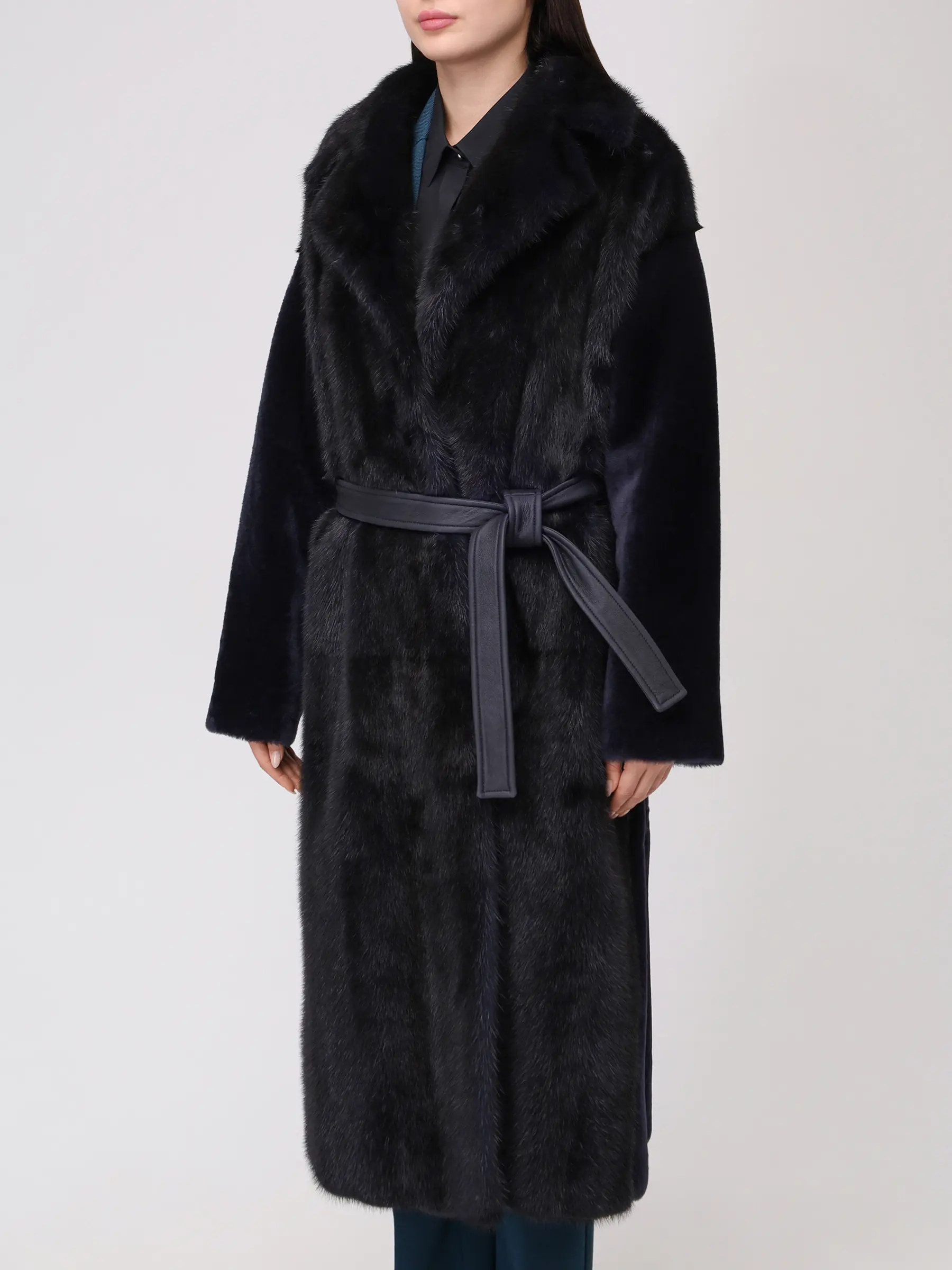 Манто из овчины и норки