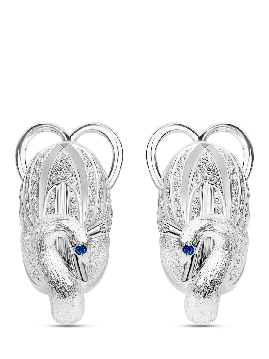 Серьги «Царевна-лебедь» с бриллиантами и сапфирами