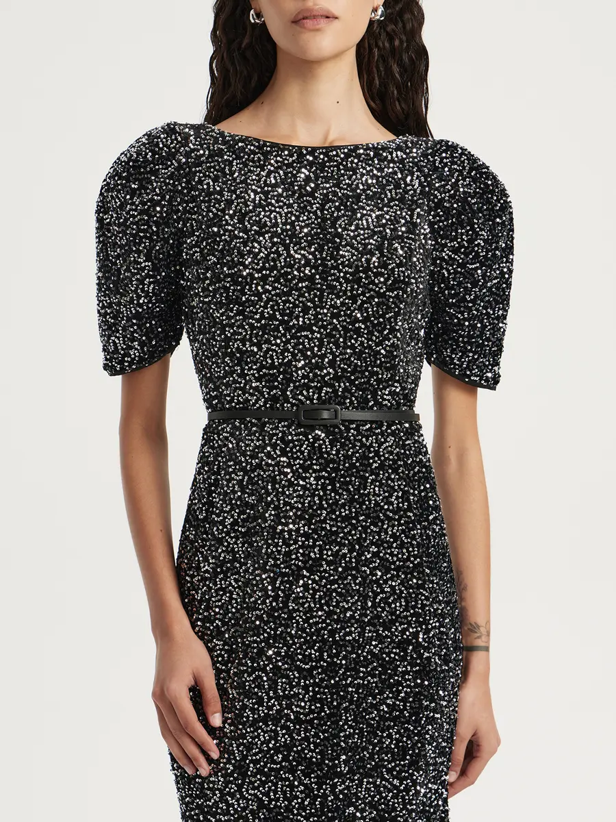 Платье бархатное с пайетками