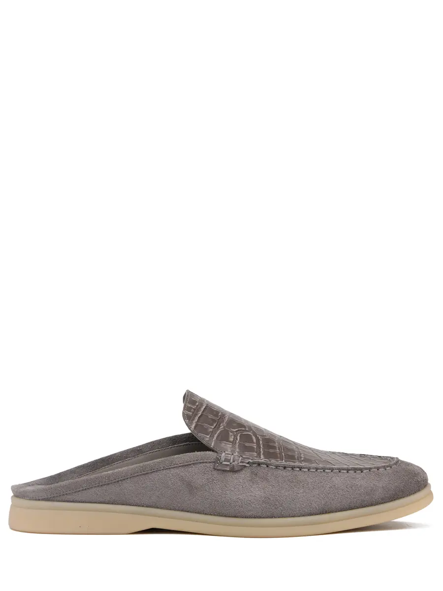 Мюли из кожи крокодила и замши