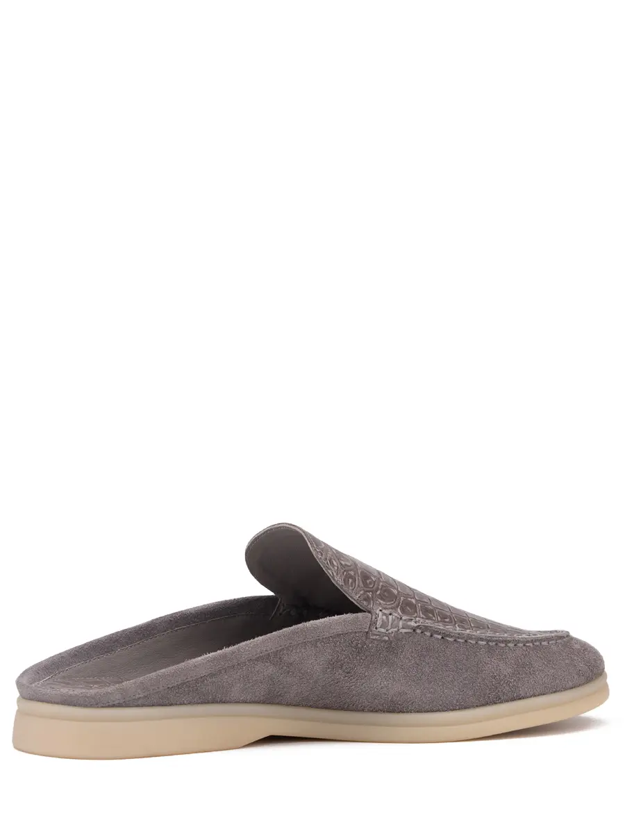 Мюли из кожи крокодила и замши