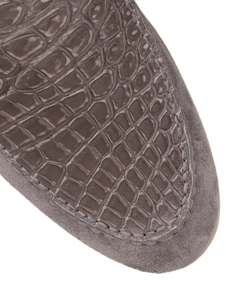 Мюли из кожи крокодила и замши