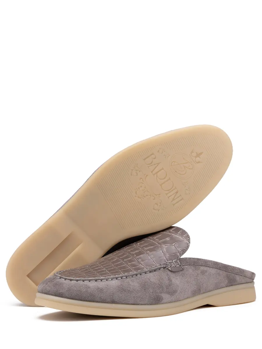 Мюли из кожи крокодила и замши