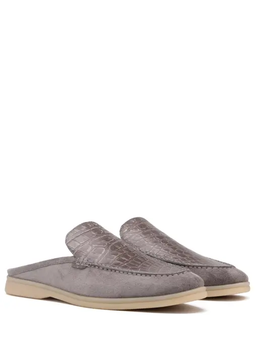 Мюли из кожи крокодила и замши BARDINI