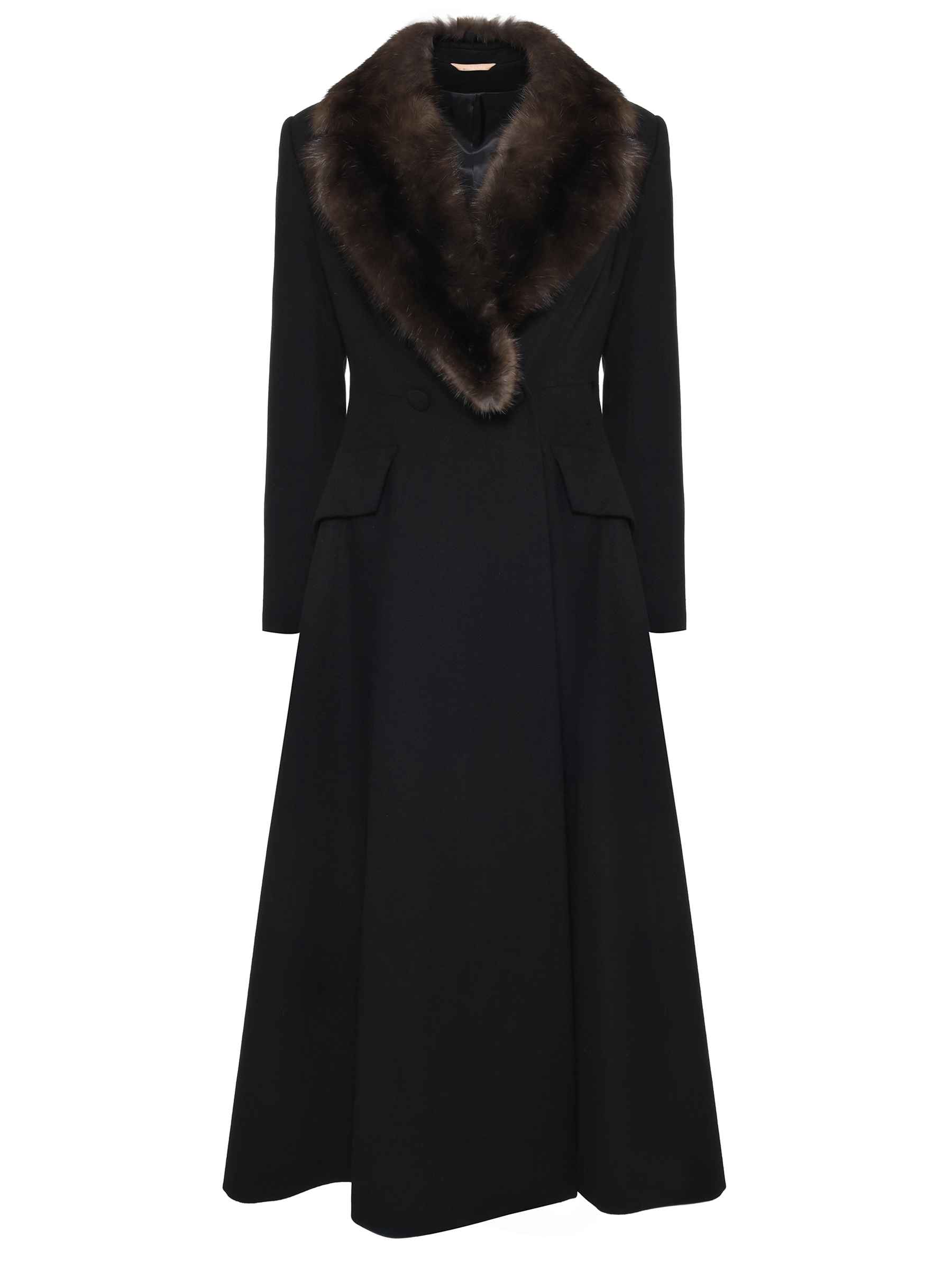 Пальто кашемировое с мехом соболя
