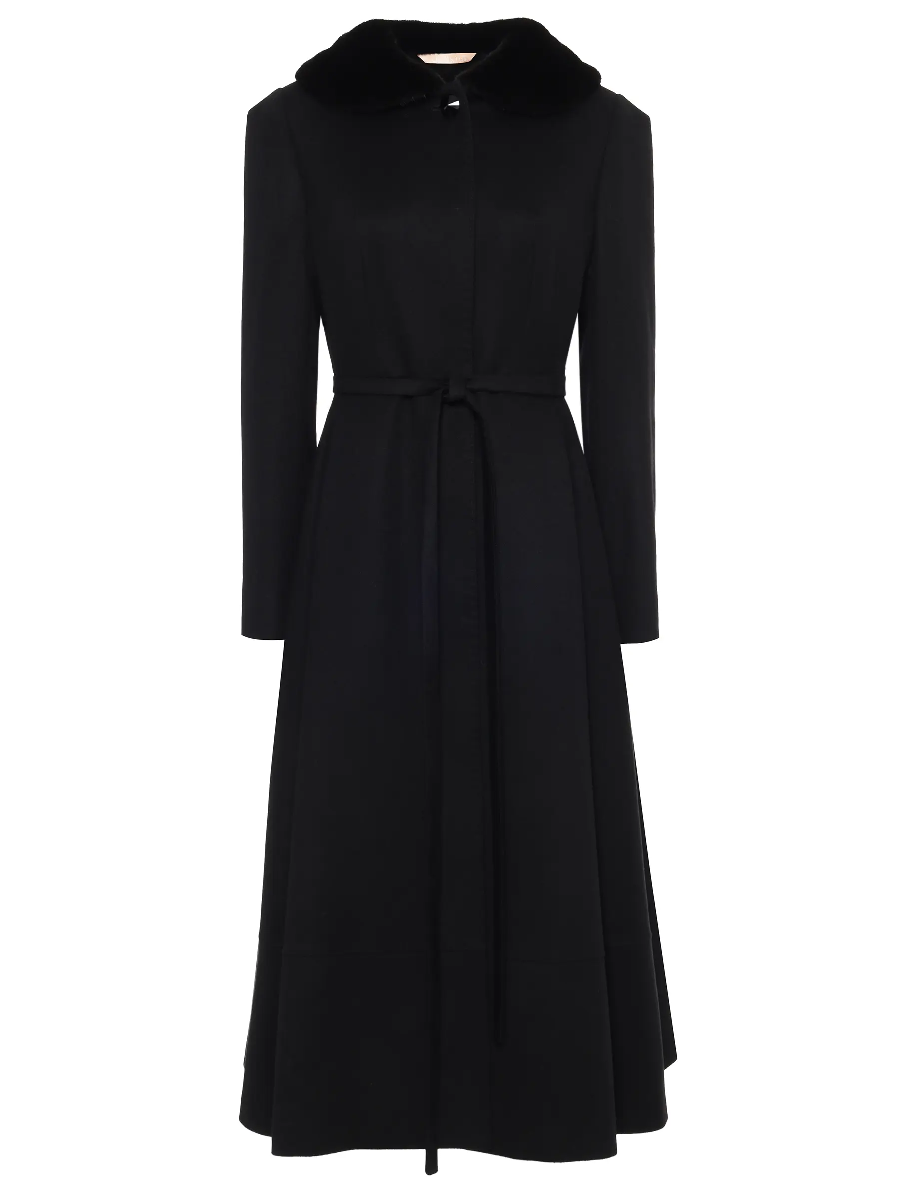 Пальто шерстяное с мехом норки