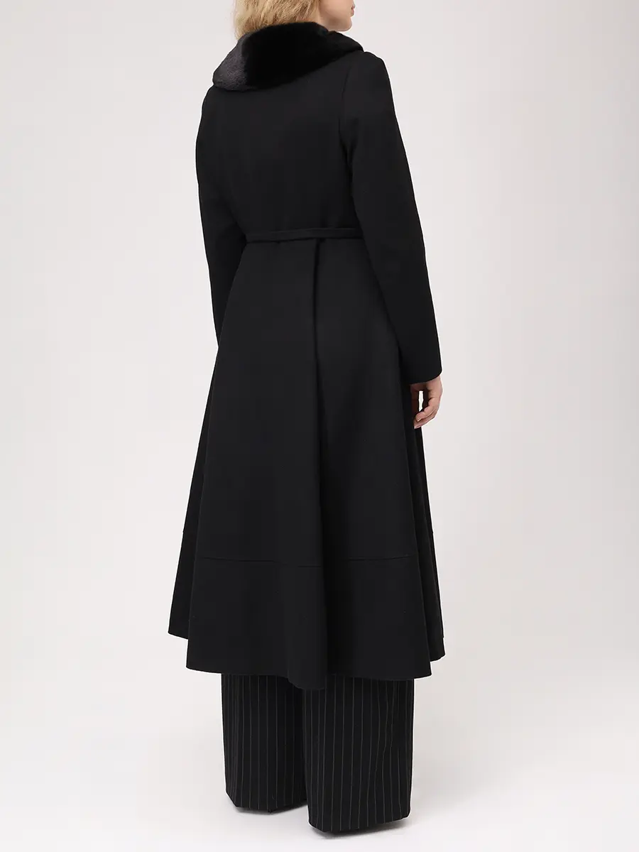Пальто шерстяное с мехом норки