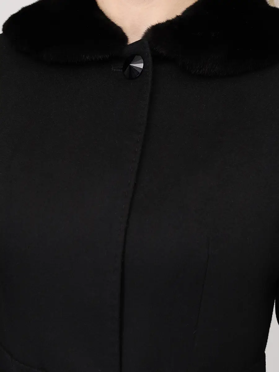 Пальто шерстяное с мехом норки