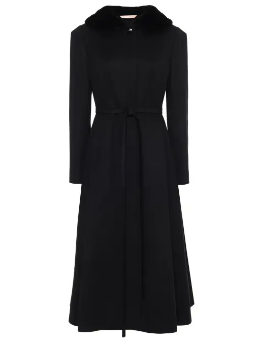 Пальто шерстяное с мехом норки ELISABETTA