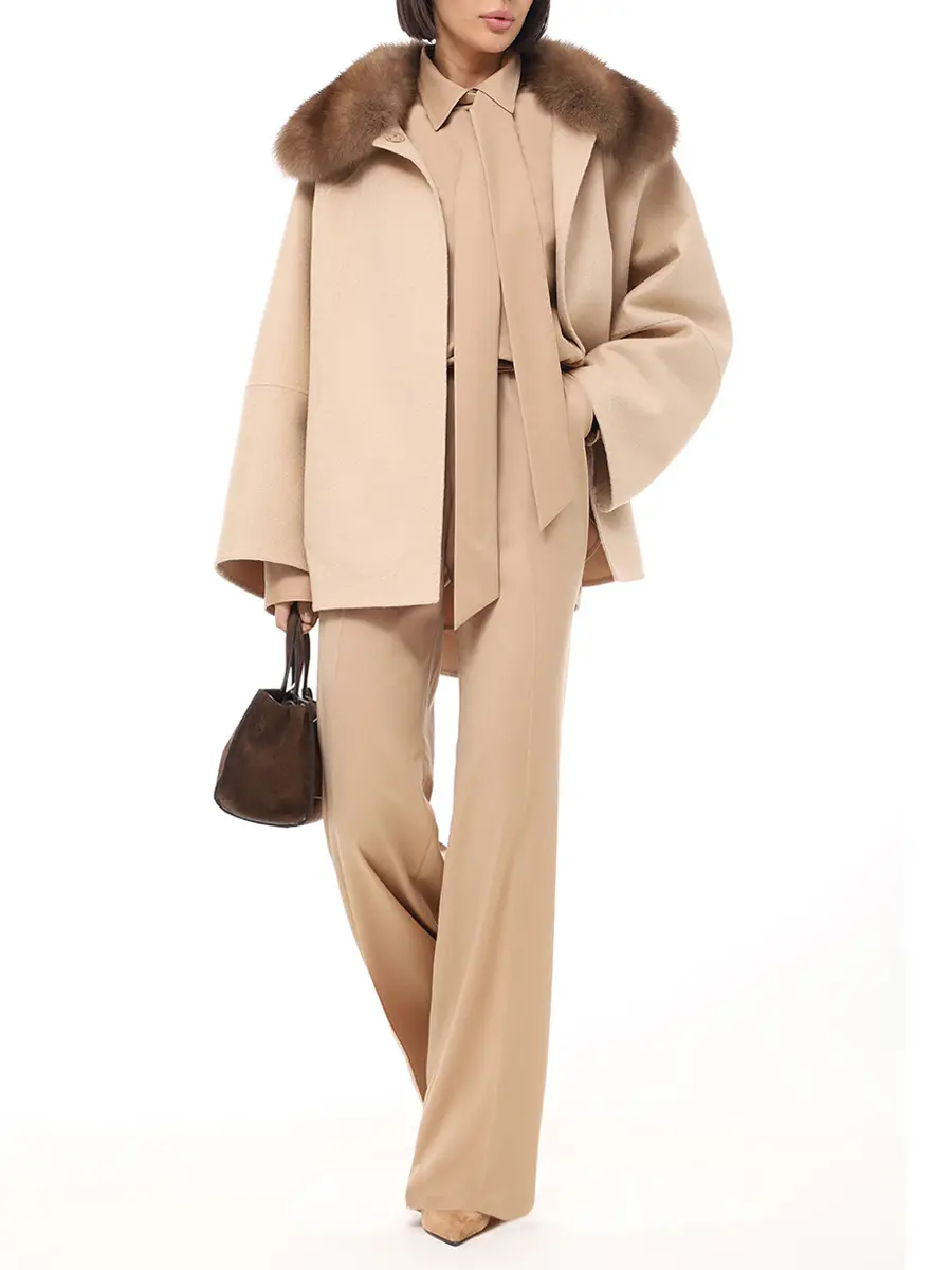 Полупальто кашемировое с мехом