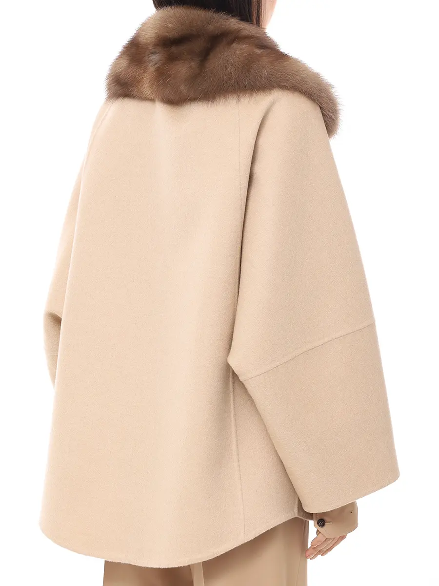 Полупальто кашемировое с мехом