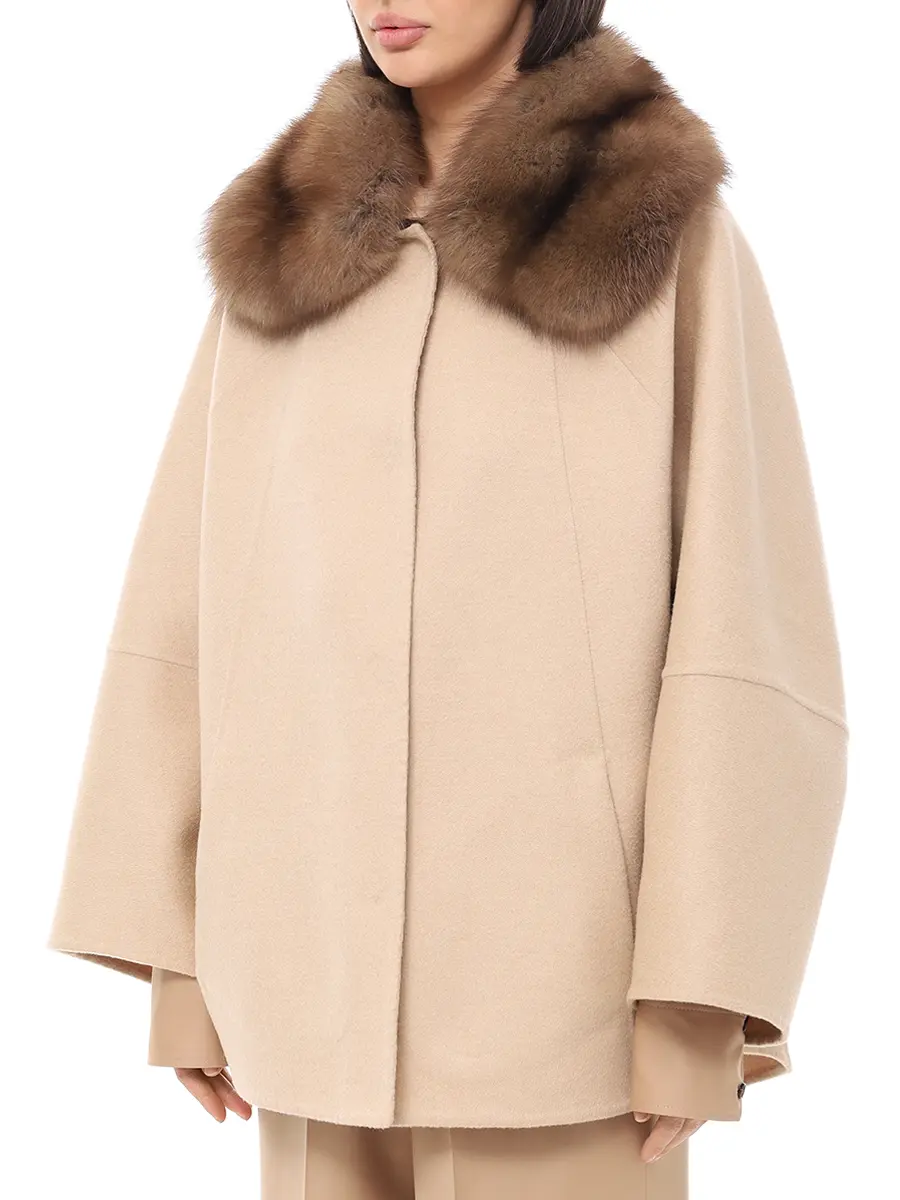Полупальто кашемировое с мехом