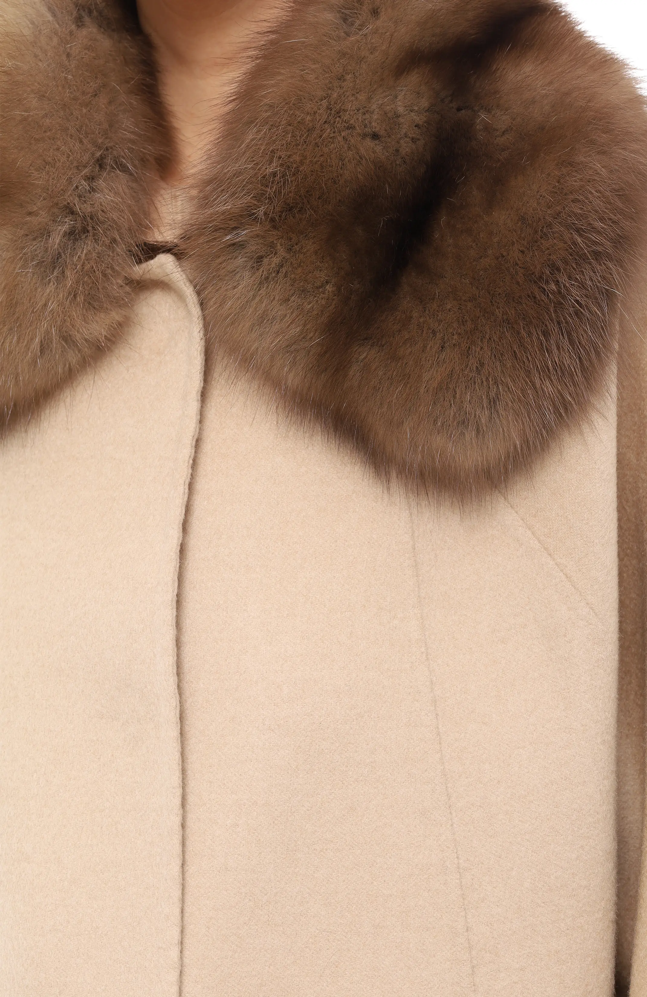 Полупальто кашемировое с мехом