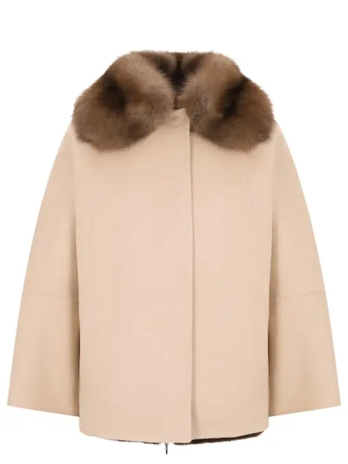Полупальто кашемировое с мехом МЕЛИТА