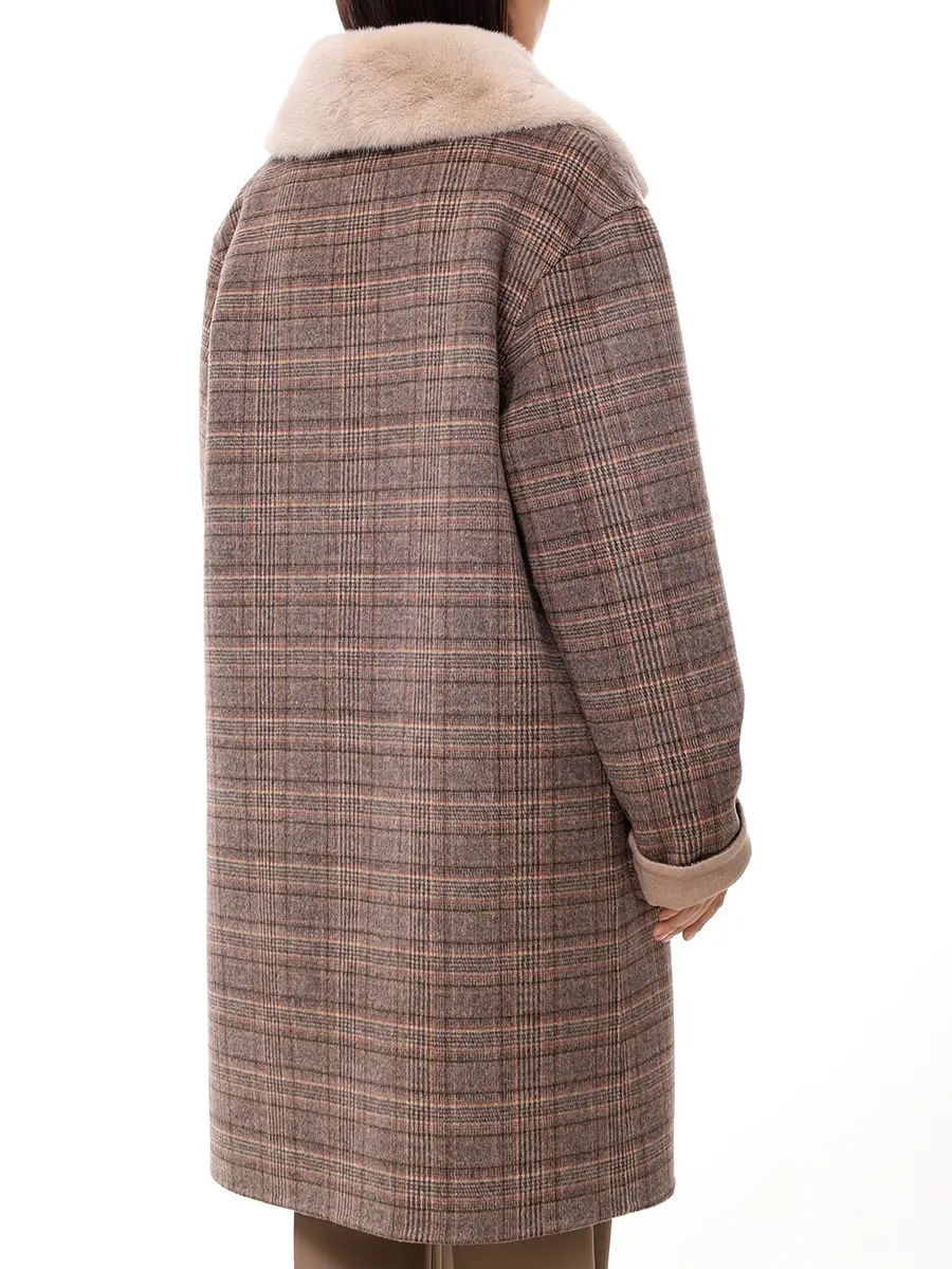 Пальто кашемировое с мехом норки