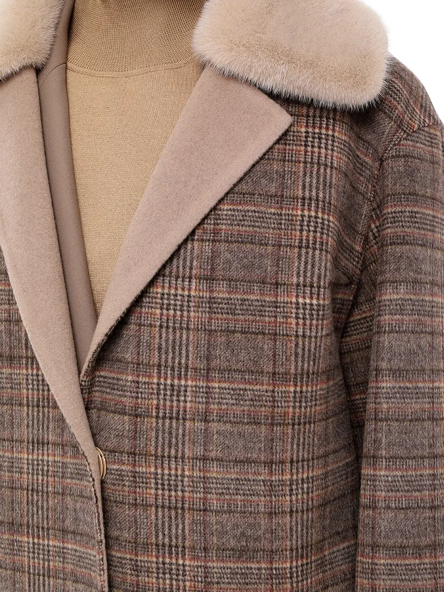 Пальто кашемировое с мехом норки