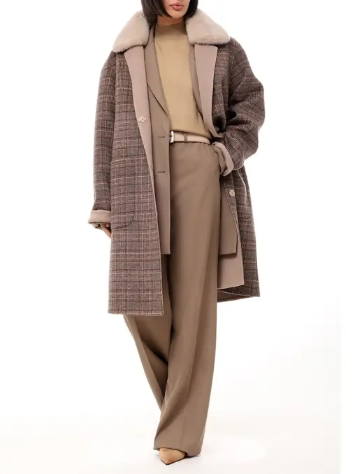 Пальто кашемировое с мехом норки МЕЛИТА
