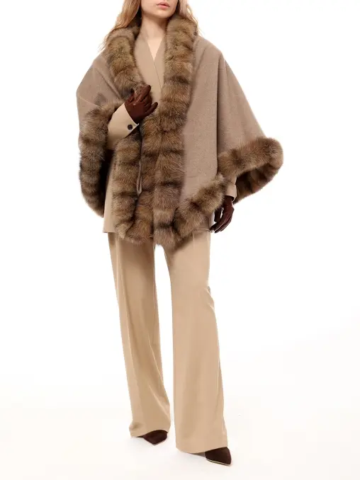 Пончо кашемировое с мехом соболя МЕЛИТА