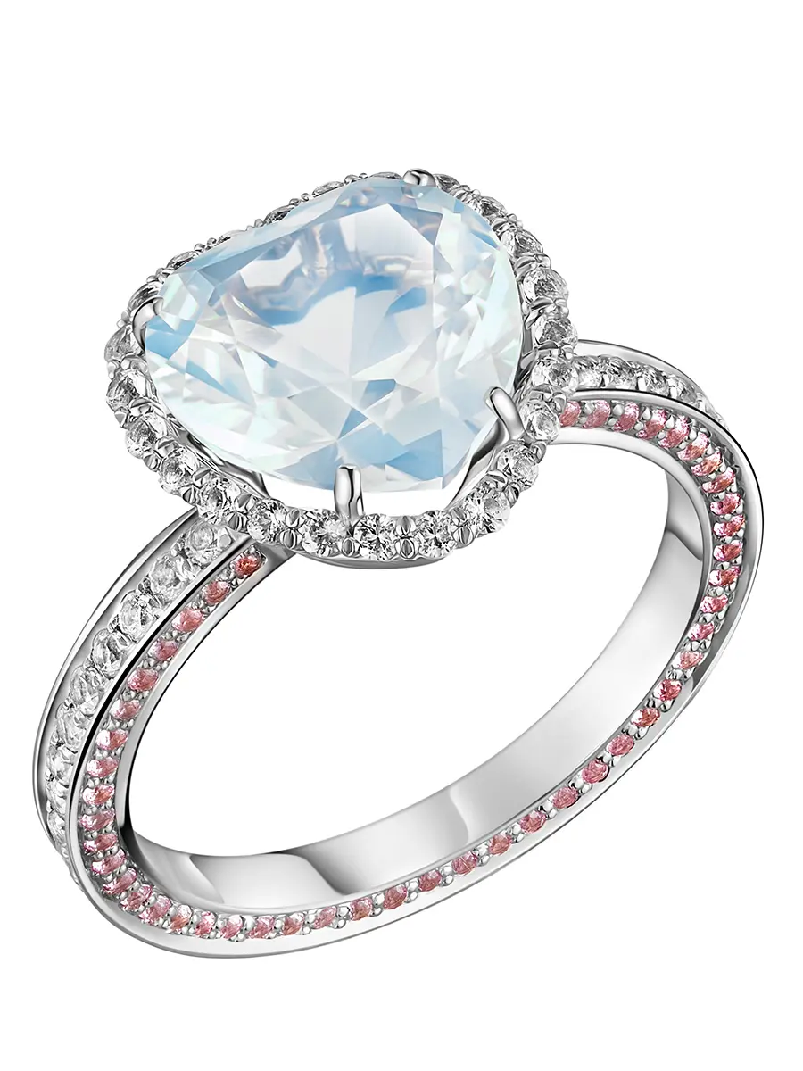 Кольцо с кварцем в форме сердца