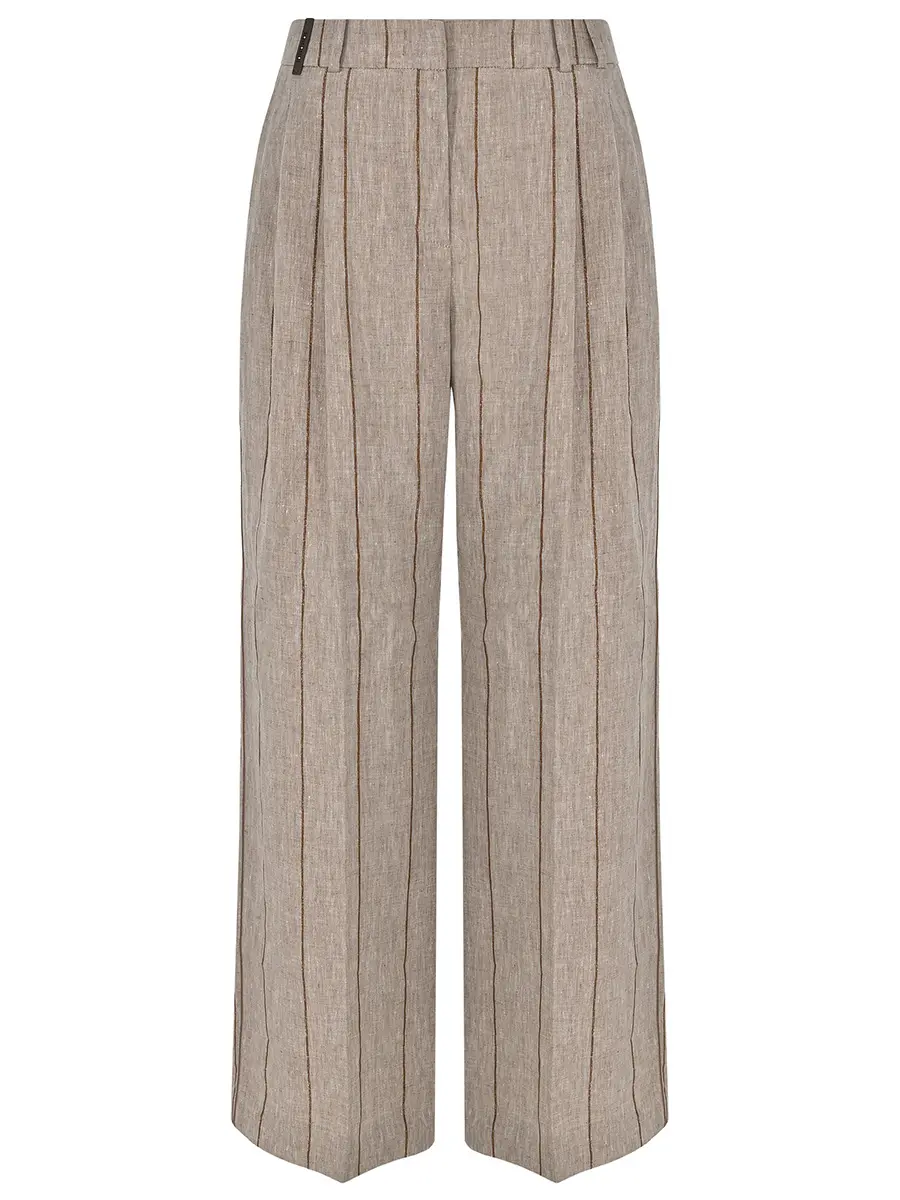 Брюки льняные в полоску