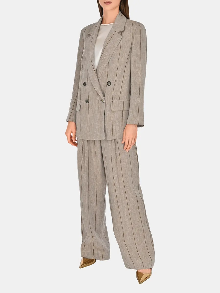 Брюки льняные в полоску