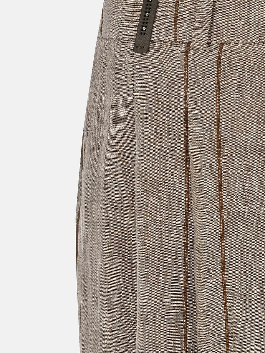 Брюки льняные в полоску