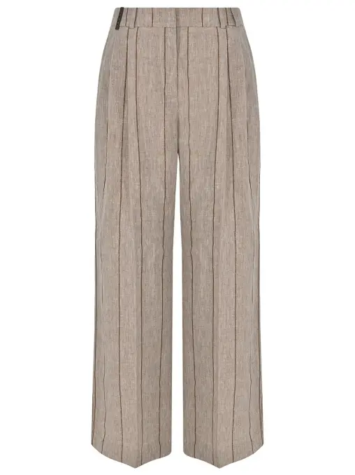 Брюки льняные в полоску PESERICO