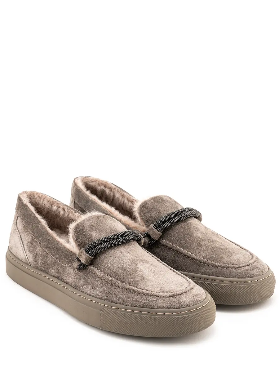 Лоферы замшевые на меху