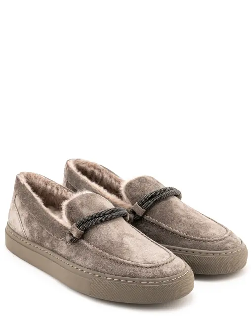 Лоферы замшевые на меху BRUNELLO CUCINELLI