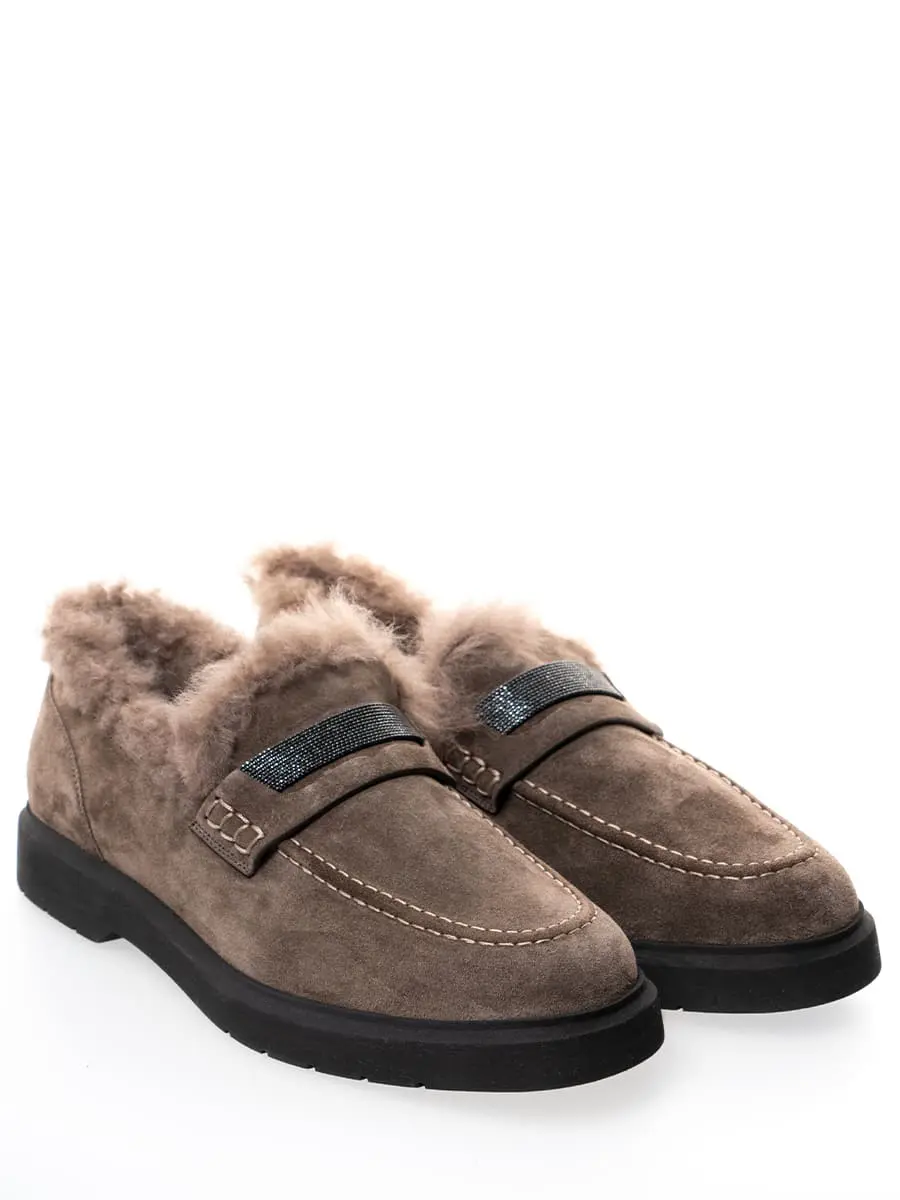 Лоферы замшевые на меху