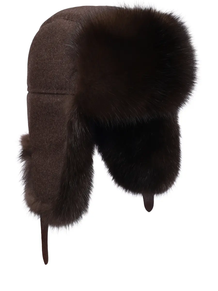 Шапка-ушанка кашемировая с мехом соболя