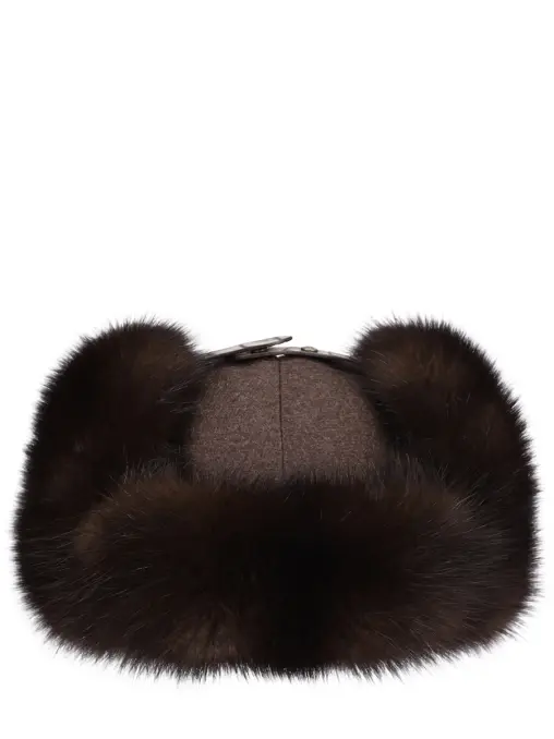 Шапка-ушанка кашемировая с мехом соболя PRIMAN