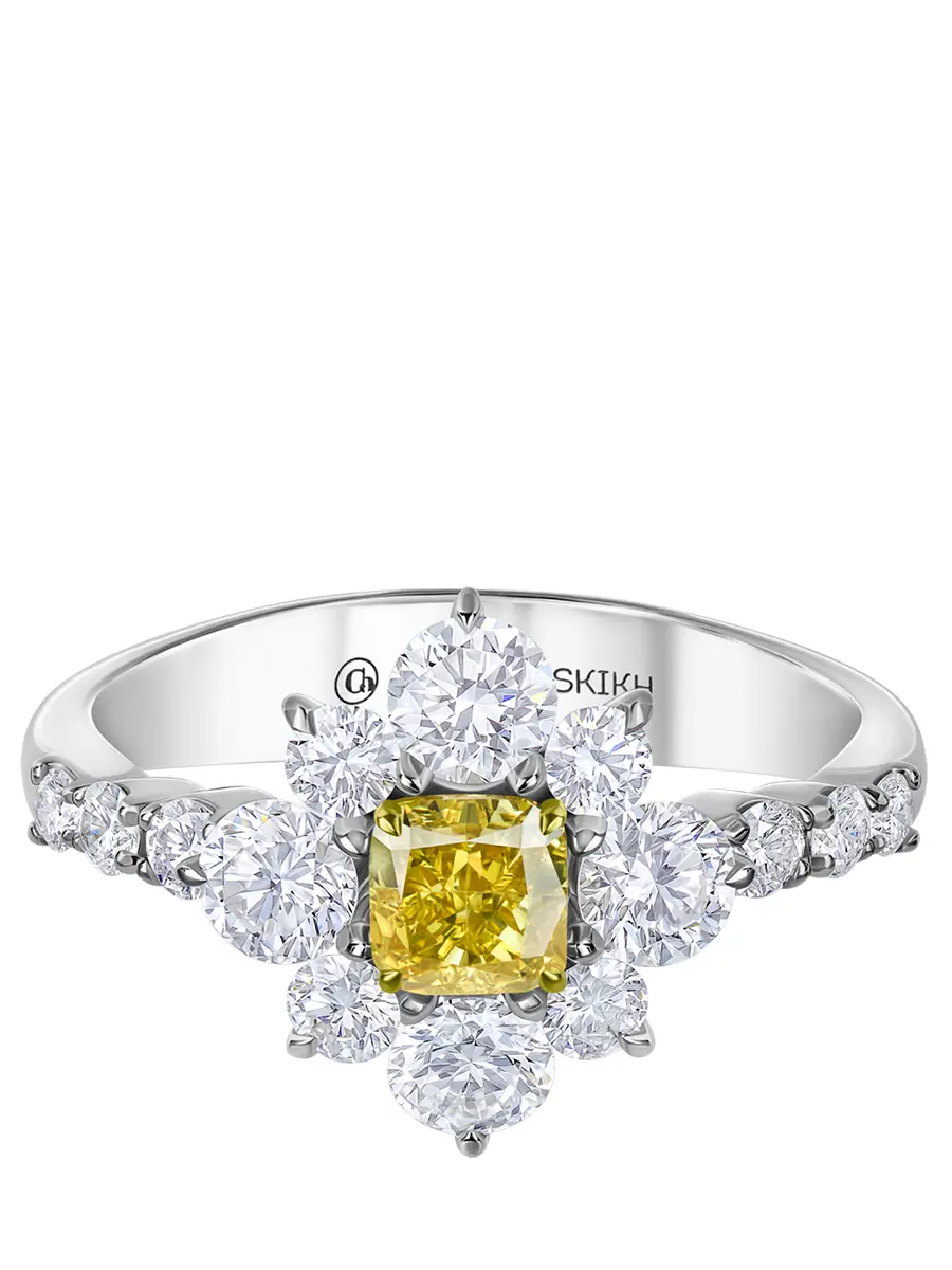 Кольцо из белого золота с бриллиантами