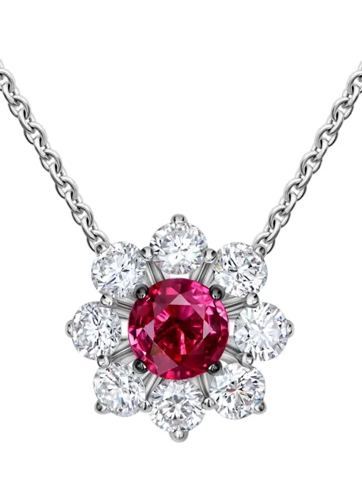 Колье из белого золота с рубином и бриллиантами CHAMOVSKIKH JEWELLERY HOUSE