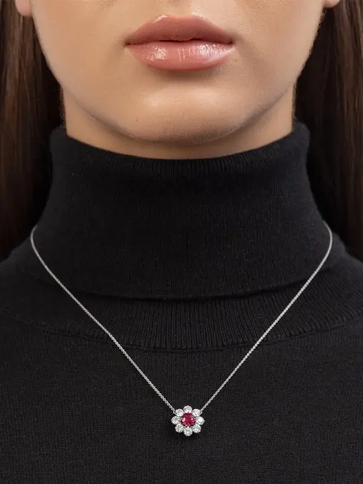 Колье из белого золота с рубином и бриллиантами CHAMOVSKIKH JEWELLERY HOUSE