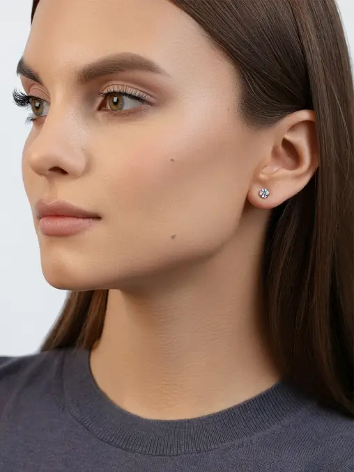 Пусеты из белого золота с бриллиантами CHAMOVSKIKH JEWELLERY HOUSE