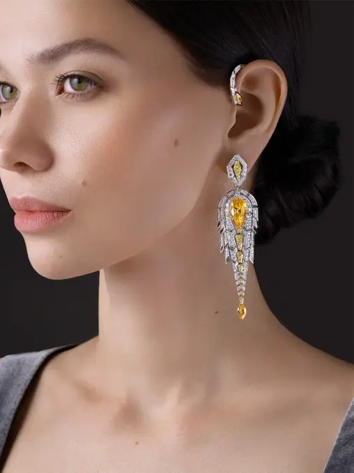 Серьги из белого золота с желтыми сапфирами и бриллиантами CHAMOVSKIKH JEWELLERY HOUSE