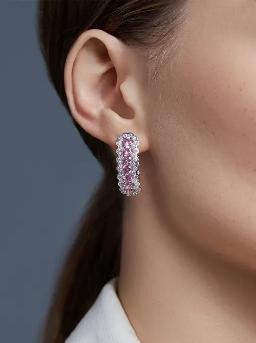 Серьги из белого золота с розовыми сапфирами и бриллиантами CHAMOVSKIKH JEWELLERY HOUSE