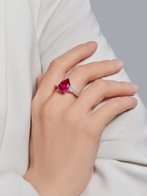 Кольцо из белого золота с турмалином рубеллитом и бриллиантами CHAMOVSKIKH JEWELLERY HOUSE