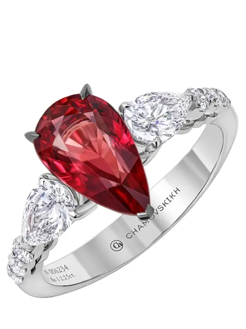 Кольцо из белого золота с рубином и бриллиантами CHAMOVSKIKH JEWELLERY HOUSE