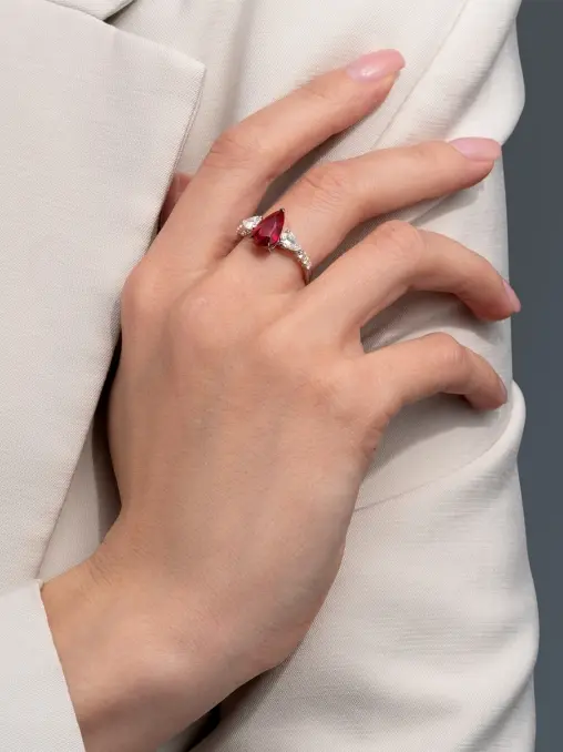 Кольцо из белого золота с рубином и бриллиантами CHAMOVSKIKH JEWELLERY HOUSE