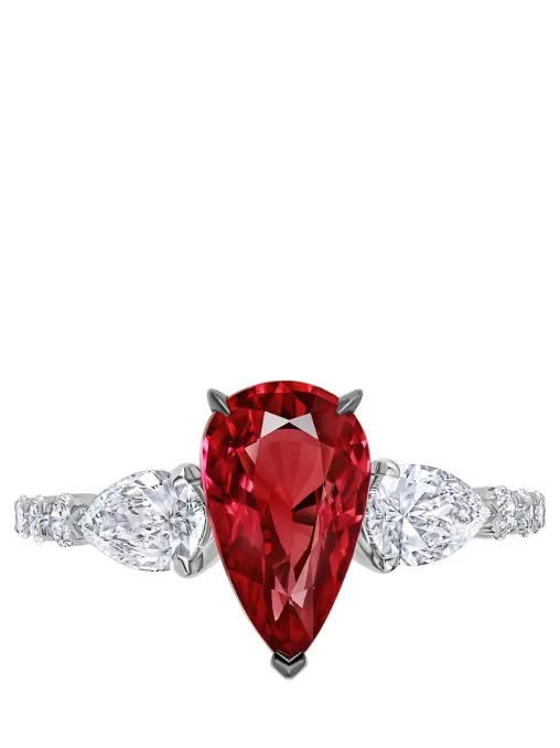 Кольцо из белого золота с рубином и бриллиантами CHAMOVSKIKH JEWELLERY HOUSE