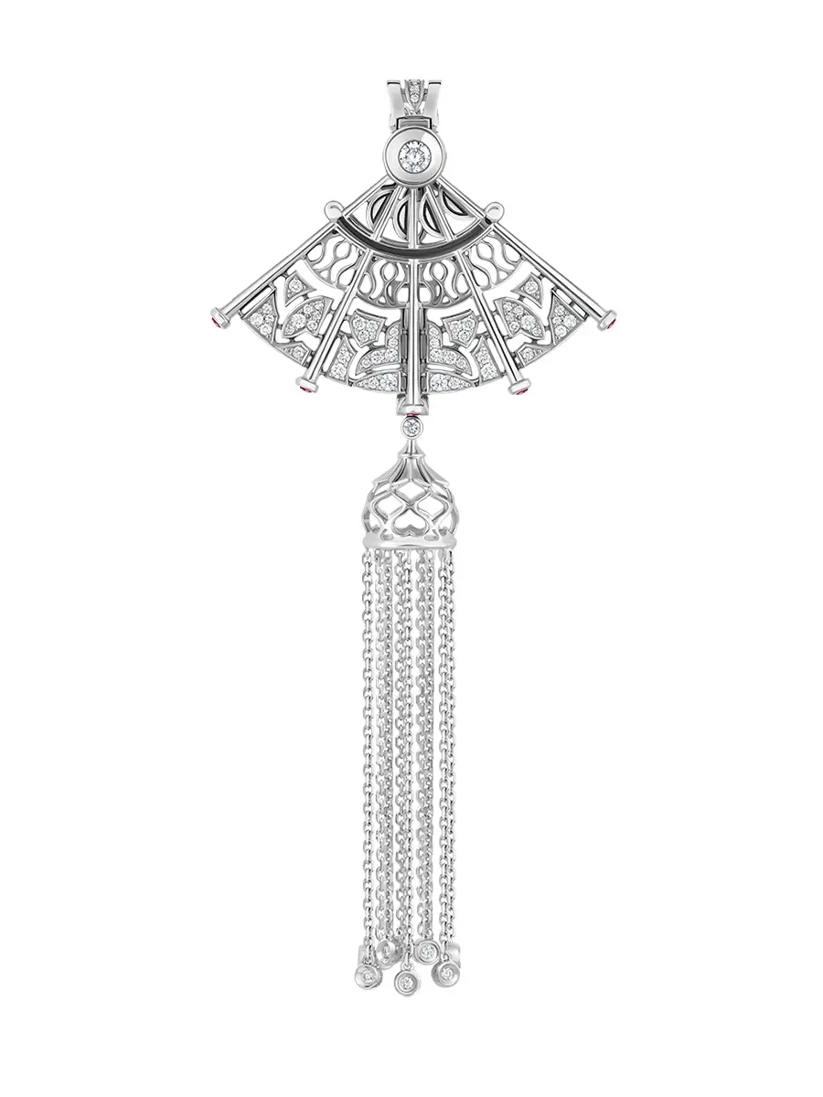 Колье из белого золота с бриллиантами и рубинами