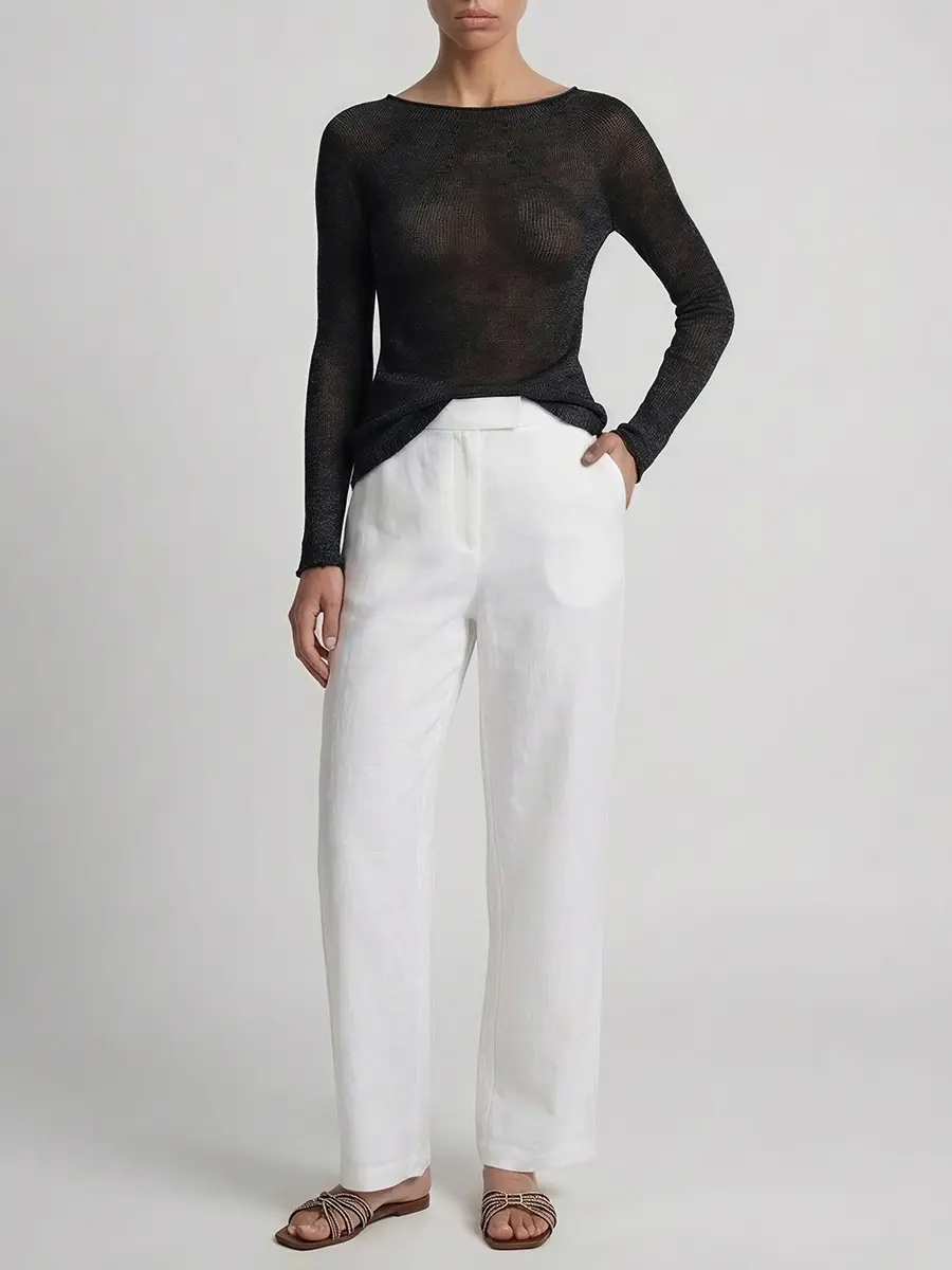 Джемпер из шелка и льна