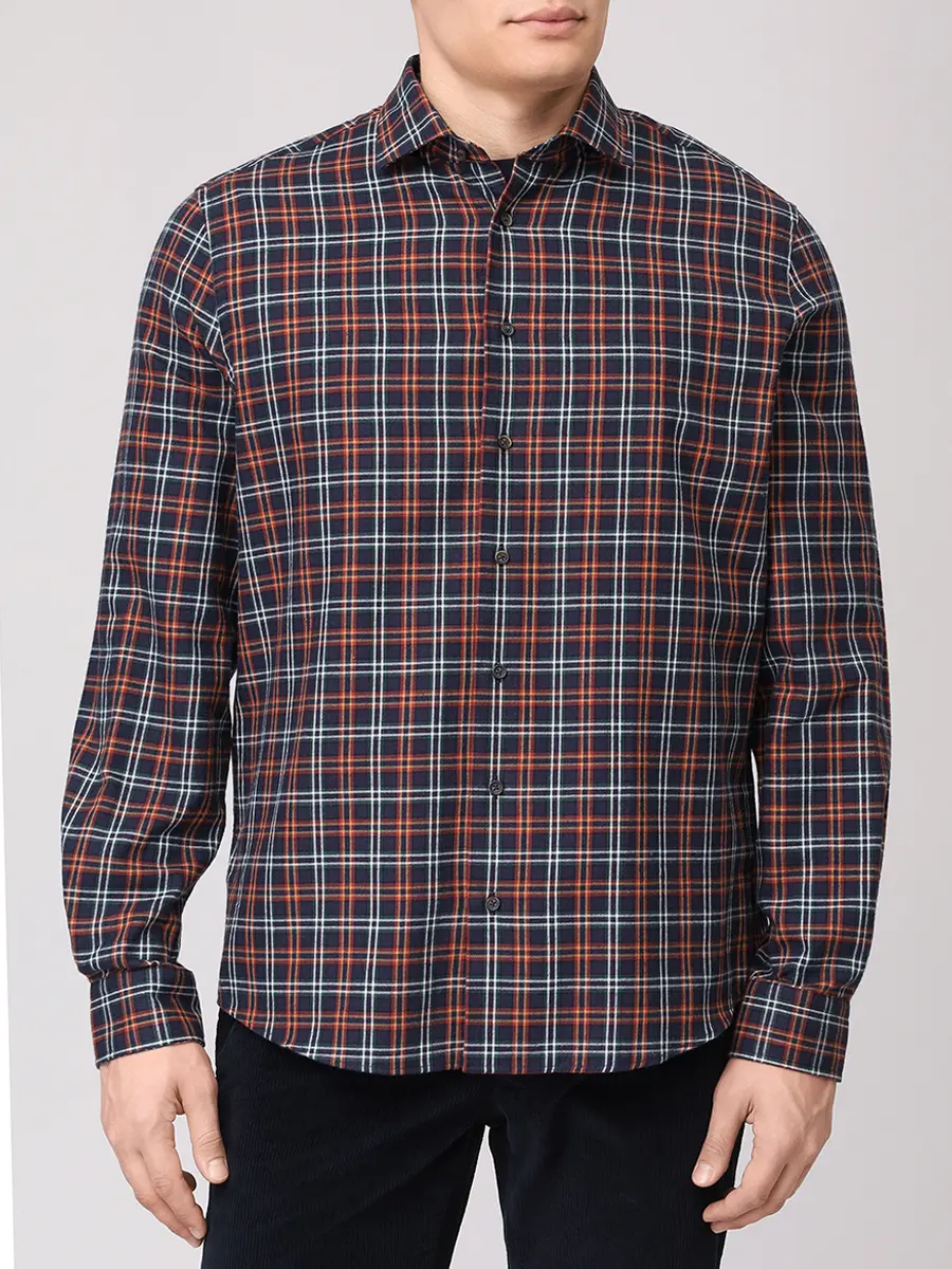 Рубашка Regular Fit из хлопка и шерсти