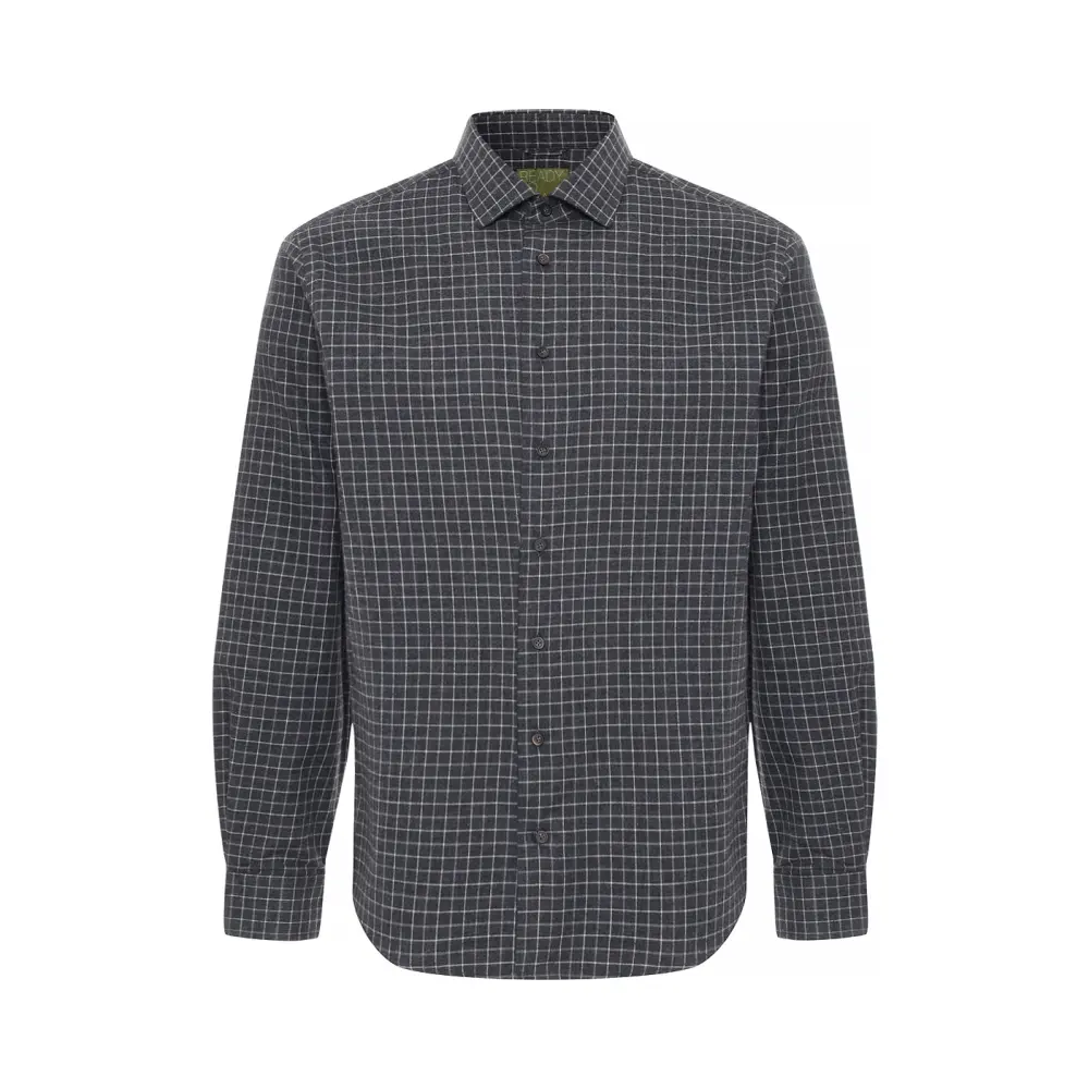 Рубашка Regular Fit из хлопка и шерсти